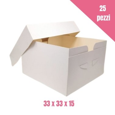 Set 25 scatole bianche per torta 33x33x15 cm - Sugarmania in vendita su Sugarmania.it