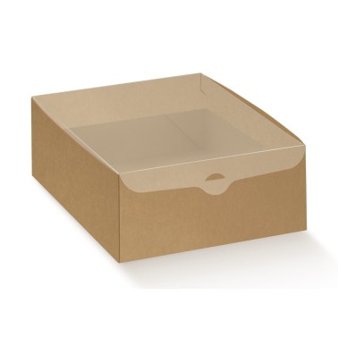 Set 10 scatole avana per dolci 20x15x3,5 cm coperchio trasparente - Scotton in vendita su Sugarmania.it