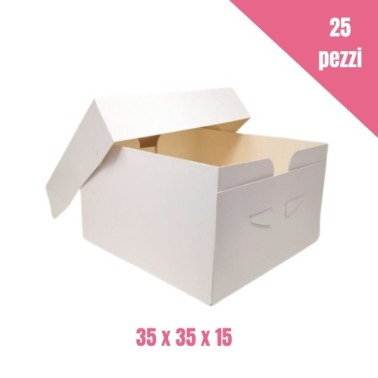 Set 25 scatole bianche per torta 35x35x15 cm - Sugarmania in vendita su Sugarmania.it