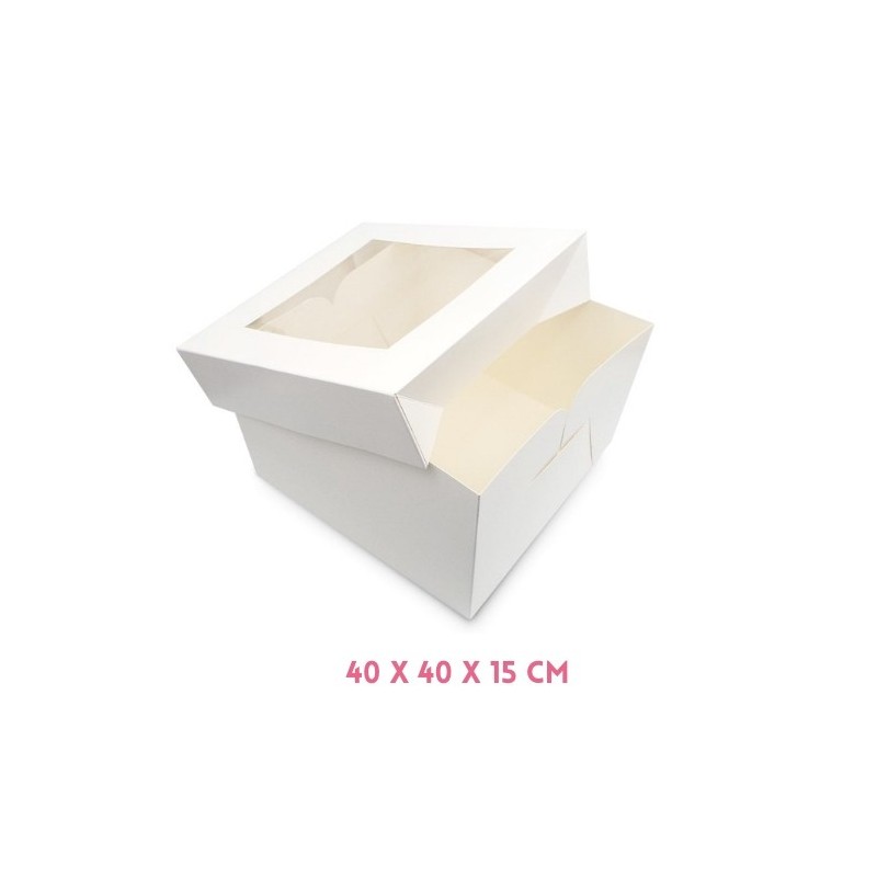 Scatola torta bianca con finestra da 30 x 30 x 9,5 cm - Sweetkolor - 1  unità per 1,75 €