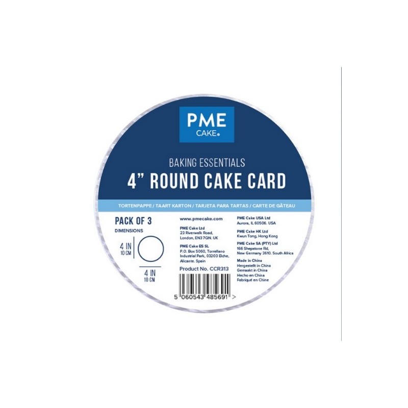 Set 3 Cake card argento PME diametro 10 cm h 3 mm - PME in vendita su Sugarmania.it