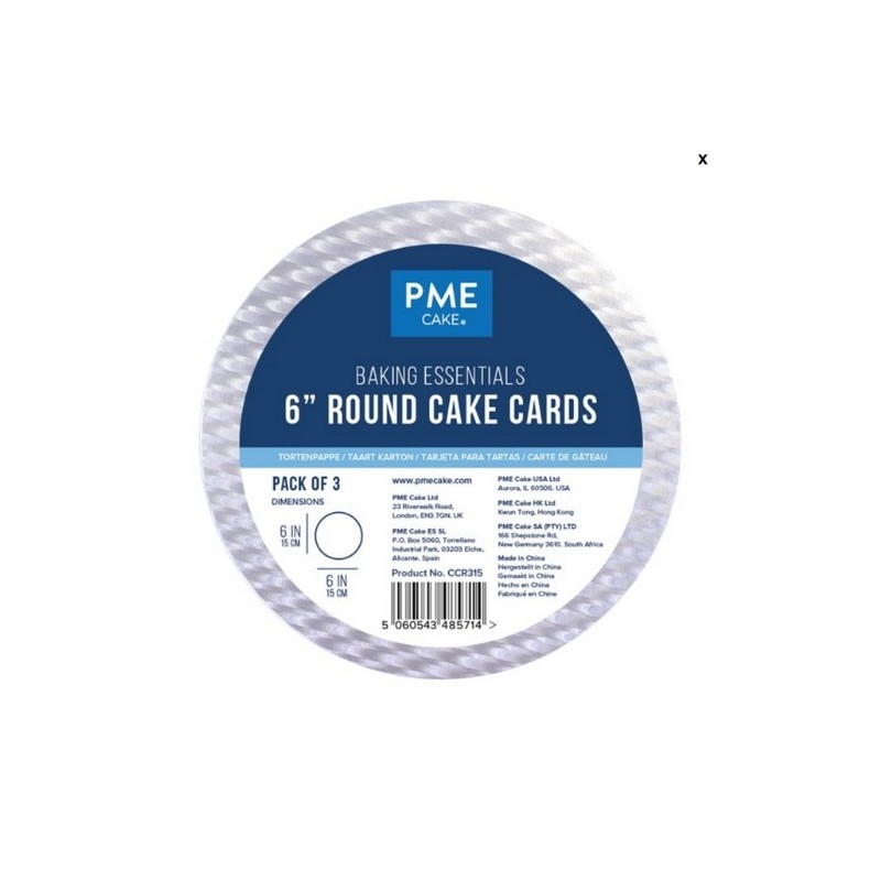 Set 3 Cake card argento PME diametro 15 cm h 3 mm - PME in vendita su Sugarmania.it