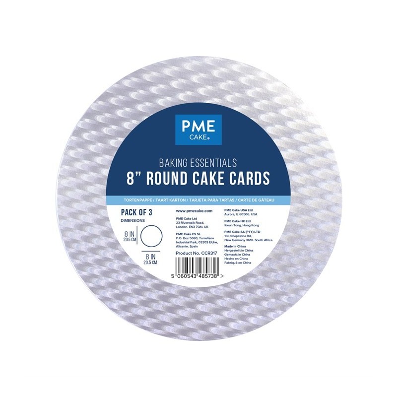 Set 3 Cake card argento PME diametro 20,5 cm h 3 mm - PME in vendita su Sugarmania.it
