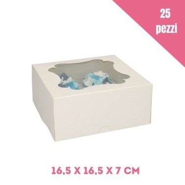 Set 25 scatole per 4 cupcakes bianche -  in vendita su Sugarmania.it