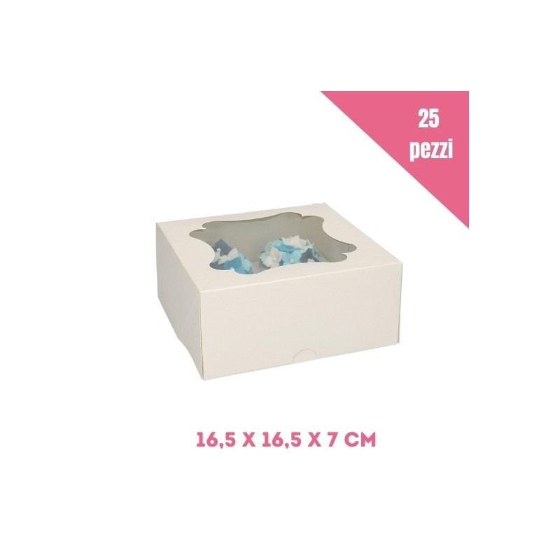 Set 25 scatole per 4 cupcakes bianche -  in vendita su Sugarmania.it