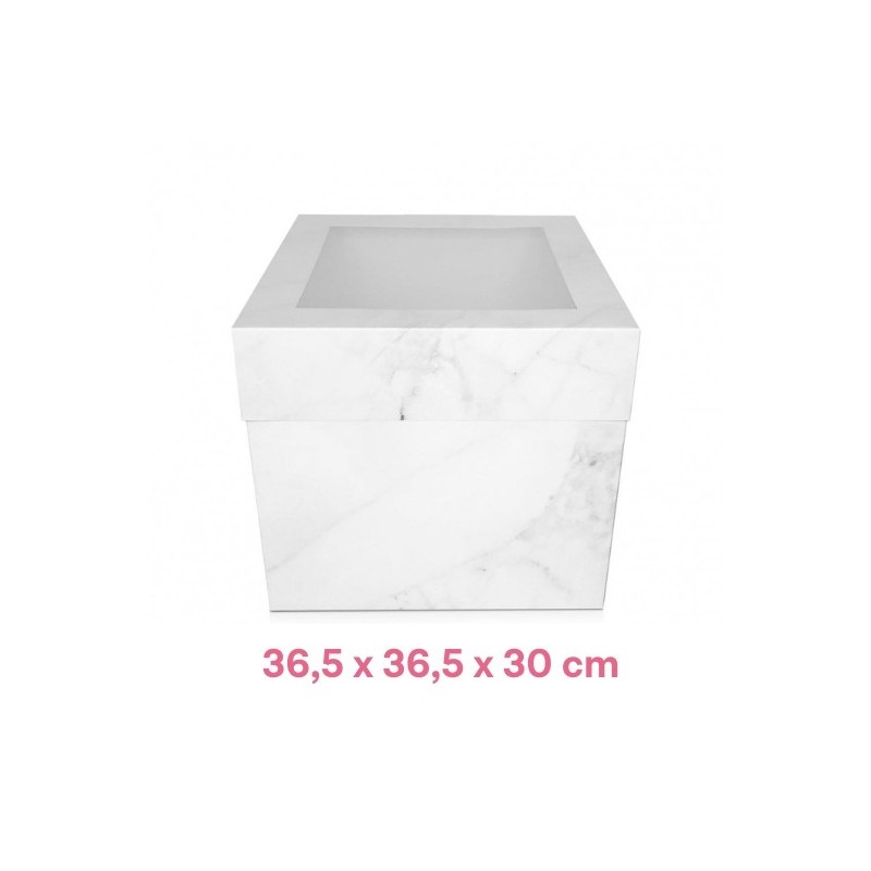 Scatola per torta con finestra 36,5 x 36,5 x 30 cm effetto marmo - Sugarmania in vendita su Sugarmania.it