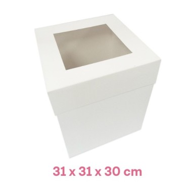 Scatola per torta con finestra 31 x 31 x 30 cm bianca - Sugarmania in vendita su Sugarmania.it