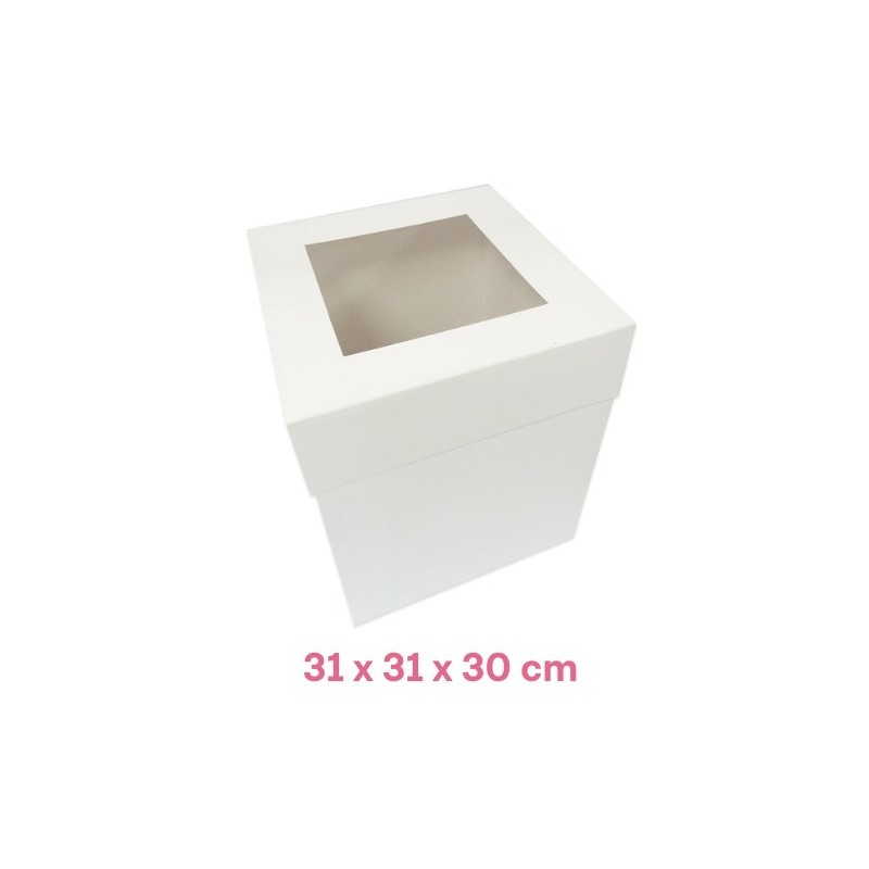 Scatola per torta con finestra 31 x 31 x 30 cm bianca - Sugarmania in vendita su Sugarmania.it