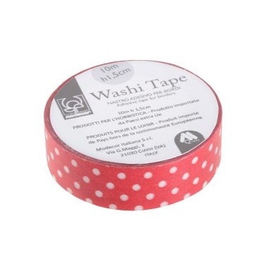 Nastro adesivo per cake board Washi Tape ROSSO A POIS - Modecor in vendita su Sugarmania.it