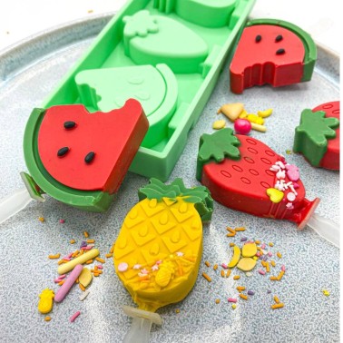 Stampo silicone Fruit cakesicle 3 cavità - Happy Sprinkles in vendita su Sugarmania.it