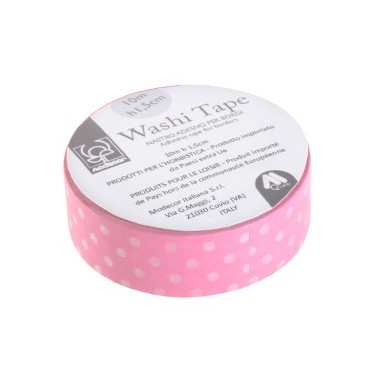 Nastro adesivo per cake board Washi Tape ROSA A POIS - Modecor in vendita su Sugarmania.it