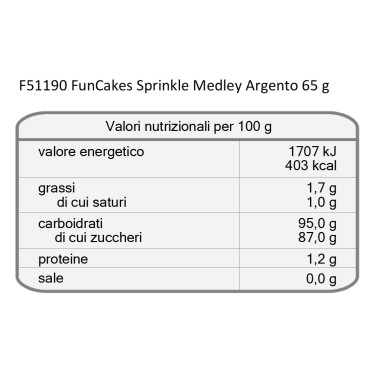 Sprinkle Silver Medley 65 g FunCakes