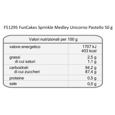 Sprinkle Unicorn Medley Pastel 50 g FunCakes