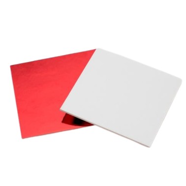 Tavoletta sottotorta quadrata rigida Rossa-Bianca 20 cm
