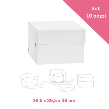 Set 10 scatole per torta 36.5 x 36.5 x 36 cm Decora