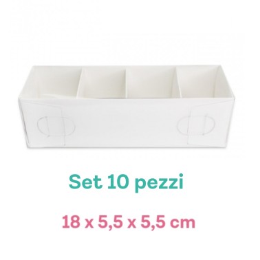 Set 10 scatole bianche per 4 macarons o cioccolatini 