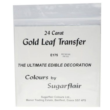 Foglio d'oro commestibile 24 carati Sugarflair 8 x 8 cm