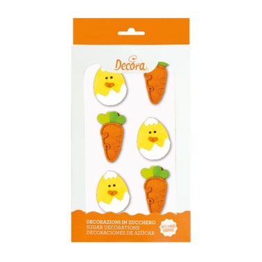 Chicks and carrots in sugar
