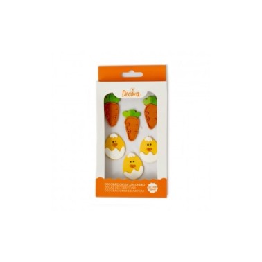 Chicks and carrots in sugar