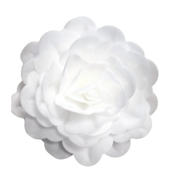 Rosa bianca bianca 12,5 cm fiore in cialda