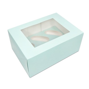 Scatola porta 6 cupcake celeste luxury