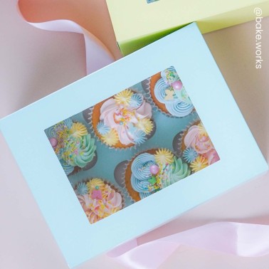 Scatola porta 6 cupcake celeste luxury