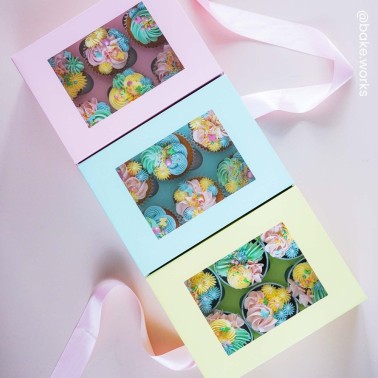 Scatola porta 6 cupcake celeste luxury