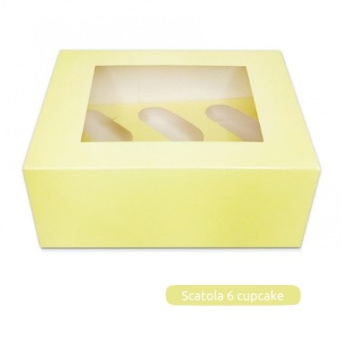 Scatola porta 6 cupcake gialla luxury