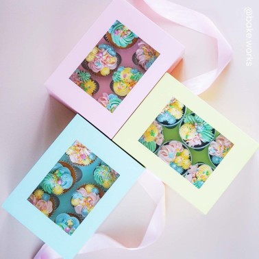 Scatola porta 6 cupcake gialla luxury