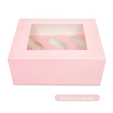 Scatola porta 6 cupcake rosa luxury