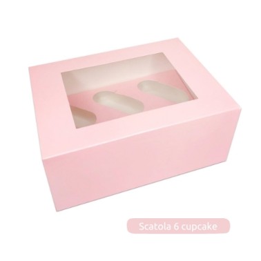 Scatola porta 6 cupcake rosa luxury