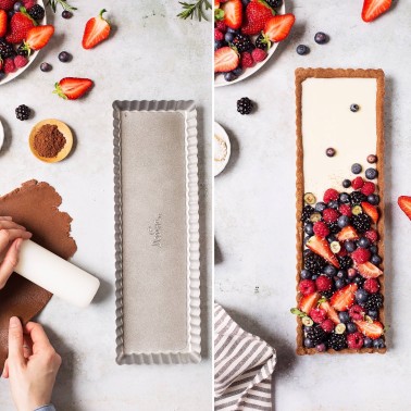 Strait rectangular non-stick tart mold 35 x 11 cm Removable background Decora 