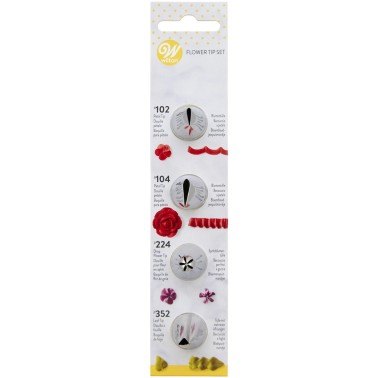 Set 4 beccucci Wilton fiori 102, 104, 224, 352