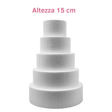 Round polystyrene base for cakes height 15 cm