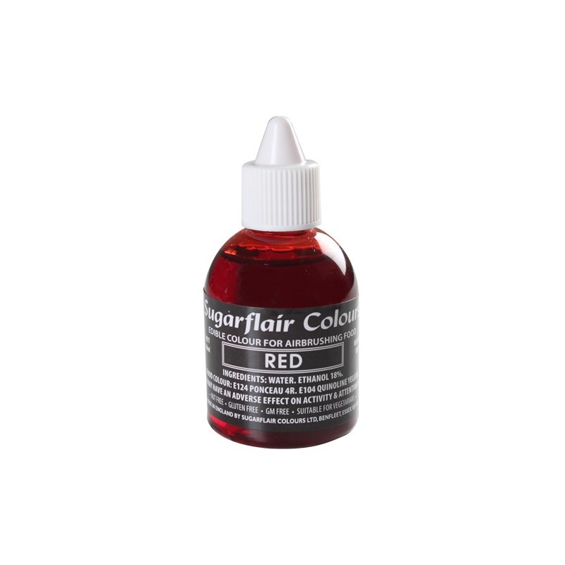 Colorante per aerografo ROSSO (Red) Sugarflair 60 ml  - Sugarflair in vendita su Sugarmania.it