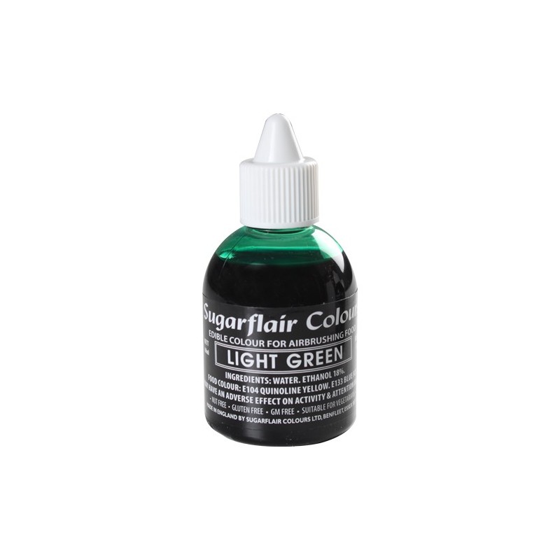 Colorante per aerografo VERDE CHIARO (Light Green) Sugarflair 60 ml  - Sugarflair in vendita su Sugarmania.it