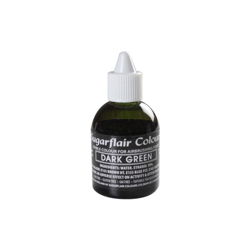 Colorante per aerografo VERDE SCURO (Dark Green) Sugarflair 60 ml  - Sugarflair in vendita su Sugarmania.it