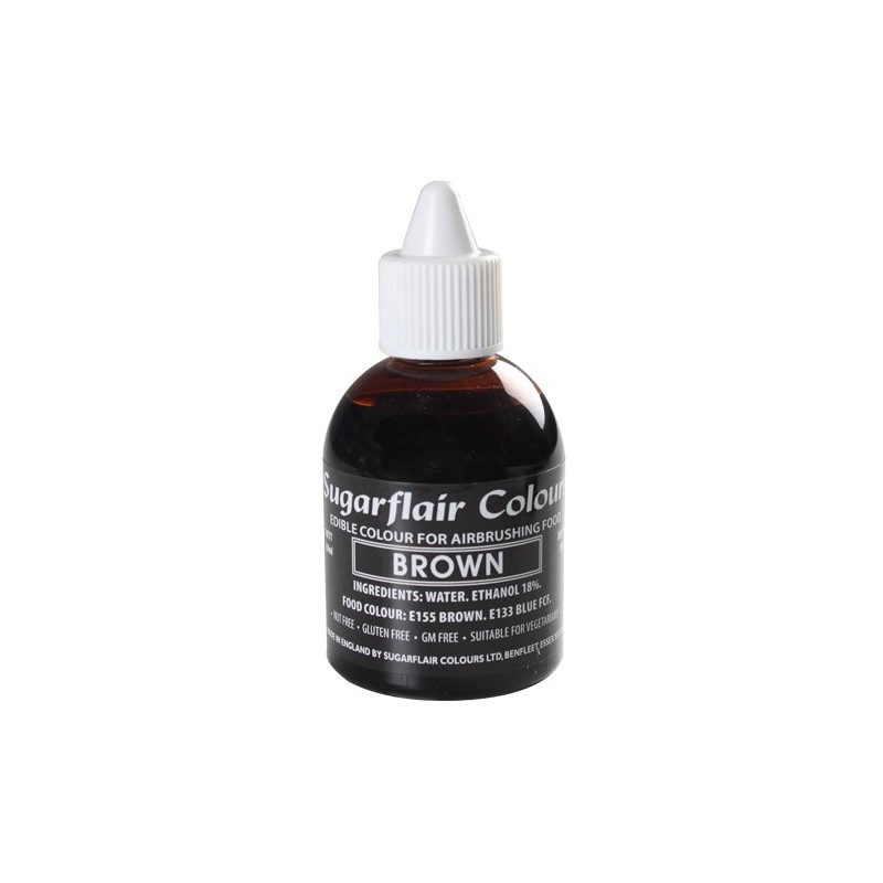 Colorante per aerografo MARRONE (Brown) Sugarflair 60 ml  - Sugarflair in vendita su Sugarmania.it