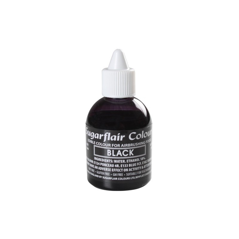 Colorante per aerografo NERO (Black) Sugarflair 60 ml  - Sugarflair in vendita su Sugarmania.it