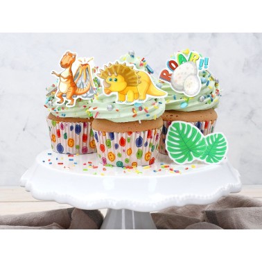 EDIBLE WAILT DECORATIONS 16 PIECES DINOSAURS 
