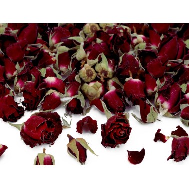 Boccioli di rosa rosso scuro essiccati commestibili 10g