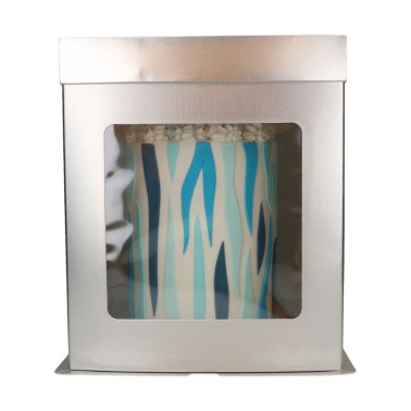 Scatola per torta argento con finestra laterale 26 x 26 x 29,4 cm 