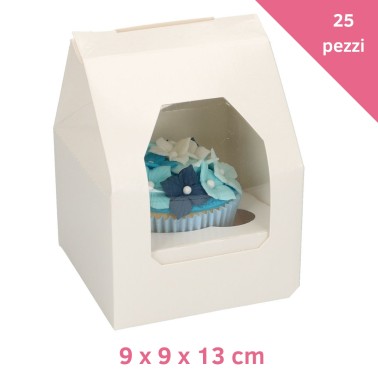 Set 25 scatole bianche per 1 cupcake 