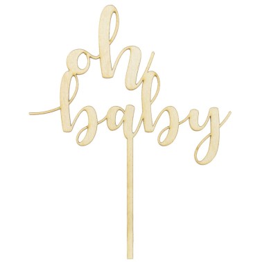 Cake Topper Oh Baby legno PartyDeco