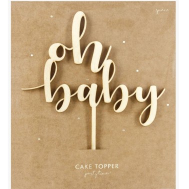 Cake Topper Oh Baby legno PartyDeco