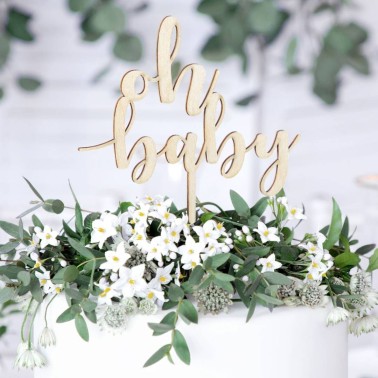 Cake Topper Oh Baby legno PartyDeco