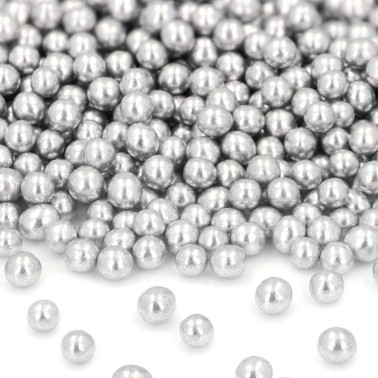 Perle di zucchero argento 5 mm morbide 70 g 