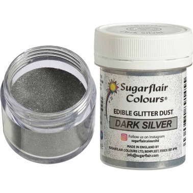Polvere edibile glitterata Dark Silver 10 g Sugarflair