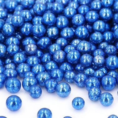 Perle di zucchero blu metallico 7 mm morbide 80 g 
