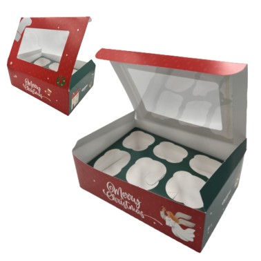 Scatola porta 6 cupcakes Natale